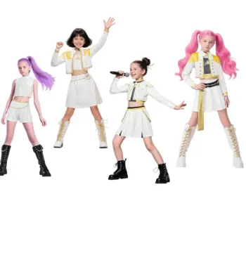 2025亚马逊新款女孩猎魔女团服装搭配流行歌手3D印花女装童装套装