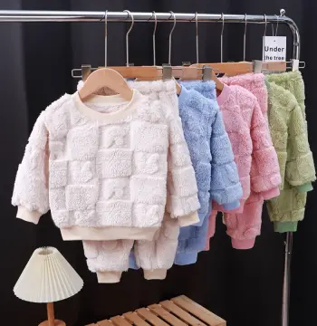 儿童法兰绒睡衣套装男女童韩版保暖加厚家居服宝宝加绒衣服套装