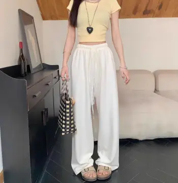 2025新款慵懒蕾丝抽绳奶芙阔腿裤女春夏宽松垂感拖地直筒休闲裤