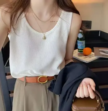 【厂家直销】吊带背心女夏外穿华夫格宽松上衣显瘦无袖打底衫t恤