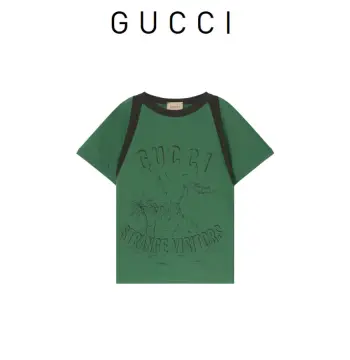 GUCCI/古驰 男童绿色棉质印花圆领短袖T恤 713864XJEZG DX
