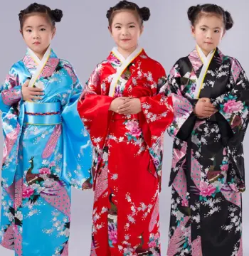 儿童日本和服传统服饰女cos演出 印花浴衣睡袍小学生表演写真礼服