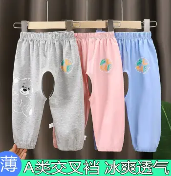 婴儿交叉开裆裤子冰氧棉男女宝防蚊裤夏季薄款灯笼裤休闲大裆PP裤