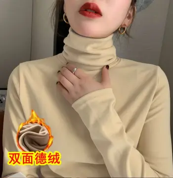 双面德绒高领打底衫女秋冬季新款修身洋气内搭加厚保暖长袖T恤女