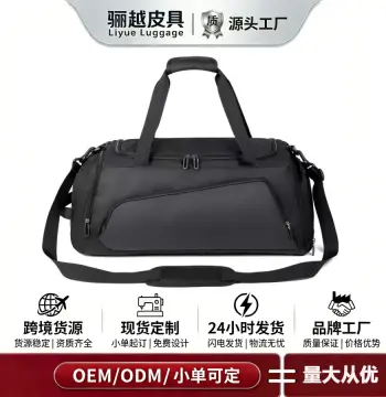 现货时尚休闲旅行包单肩斜跨手提背包男大容量独立鞋仓健身包LOGO