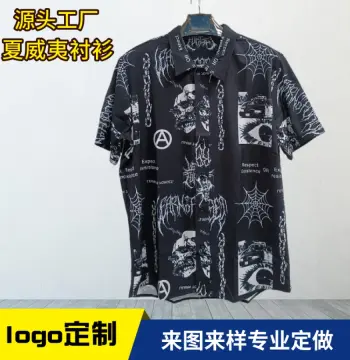 工厂潮牌男装夏季度假夏威夷衬衫男休闲印花港风宽松短袖衬衣男士