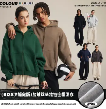 链潮男装|2026春季BOXY盒版加绒双向拉链连帽卫衣百搭开衫外套男