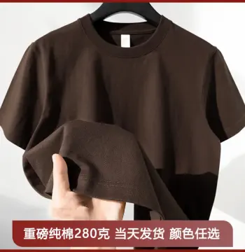 280克重磅纯棉圆领黑白纯色短袖日系男女T恤情侣装男生体恤打底衫