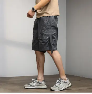 欧美跨境亚马逊纯棉水洗男式休闲裤多袋潮流宽松五分短裤夏工装裤