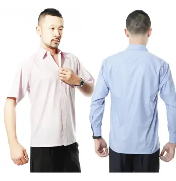 棉短袖白色衬衣男士职业工作服干活工服男装长袖白衬衫黑色天蓝色