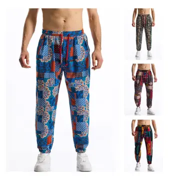 亚马逊新款男士麻棉印花休闲裤 JK62P40