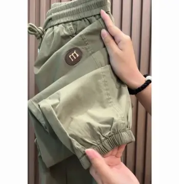 薄款宽松冰丝休闲裤男工装运动束脚潮牌夏季男士速干哈伦休闲男裤