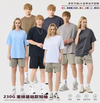 2026夏季欧美潮牌230G双纱纯棉短袖纯色男t恤巴家同色系大码男装