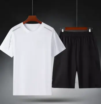 【二件套】冰丝运动套装男士休闲夏季薄款短袖跑步速干大码弹力短