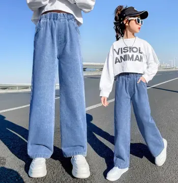 女童直筒牛仔裤春秋款洋气小女孩中大儿童秋天休闲宽松童装阔腿裤