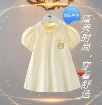 女童夏季连衣裙洋气公主裙轻薄纯色polo裙女宝袖裙子外贸童装批发