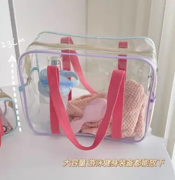 大容量pvc韩国马卡龙游泳透明防水沙滩包收纳包洗漱遛娃包手提袋